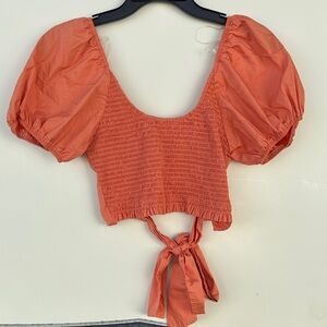 Altar'd State Coral Puff Sleeve Blouse